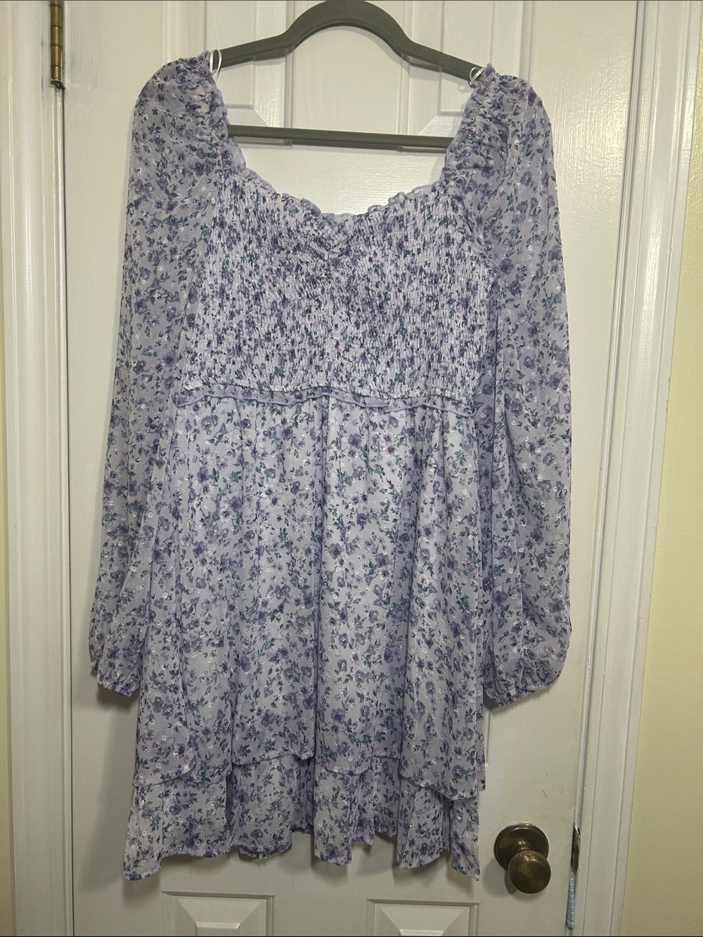 Altar’d State, Lavender Floral Smocked Dress, Size L